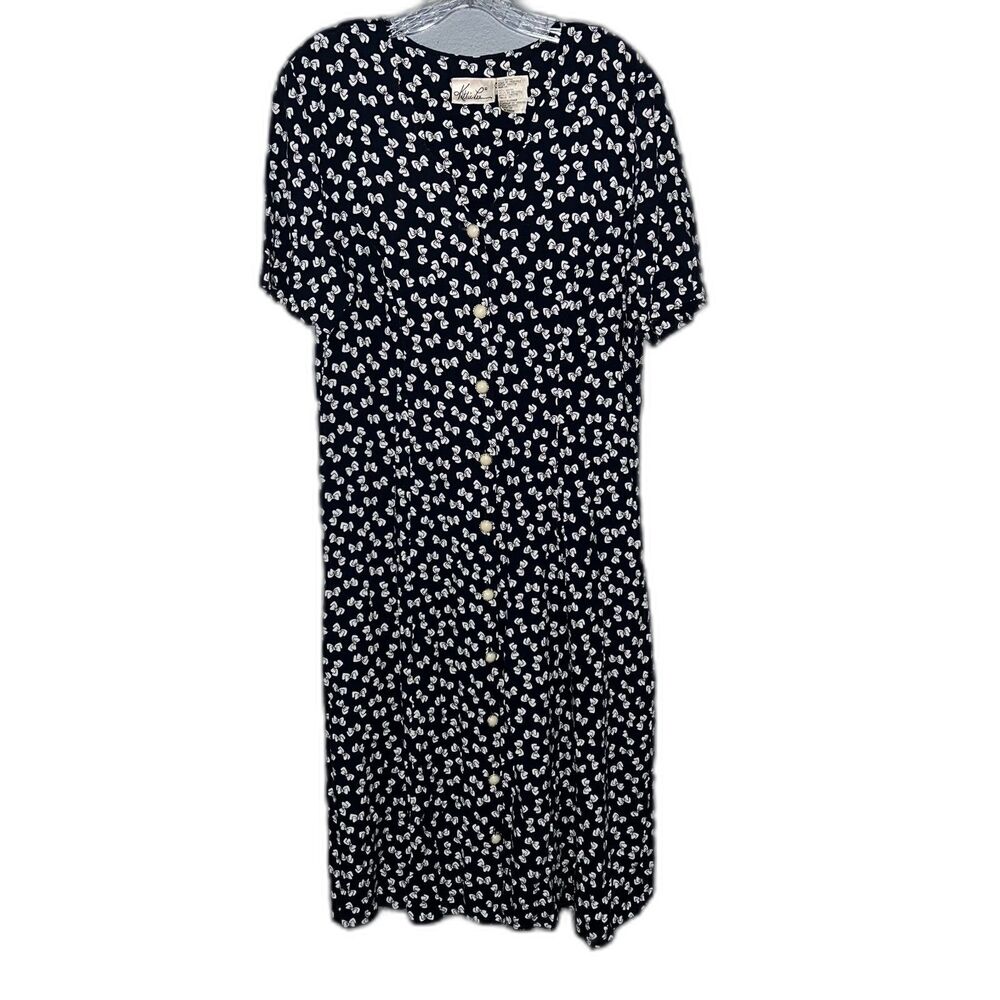 Vintage Cottagecore Coquette Pearl Button Maxi Dress Size 14